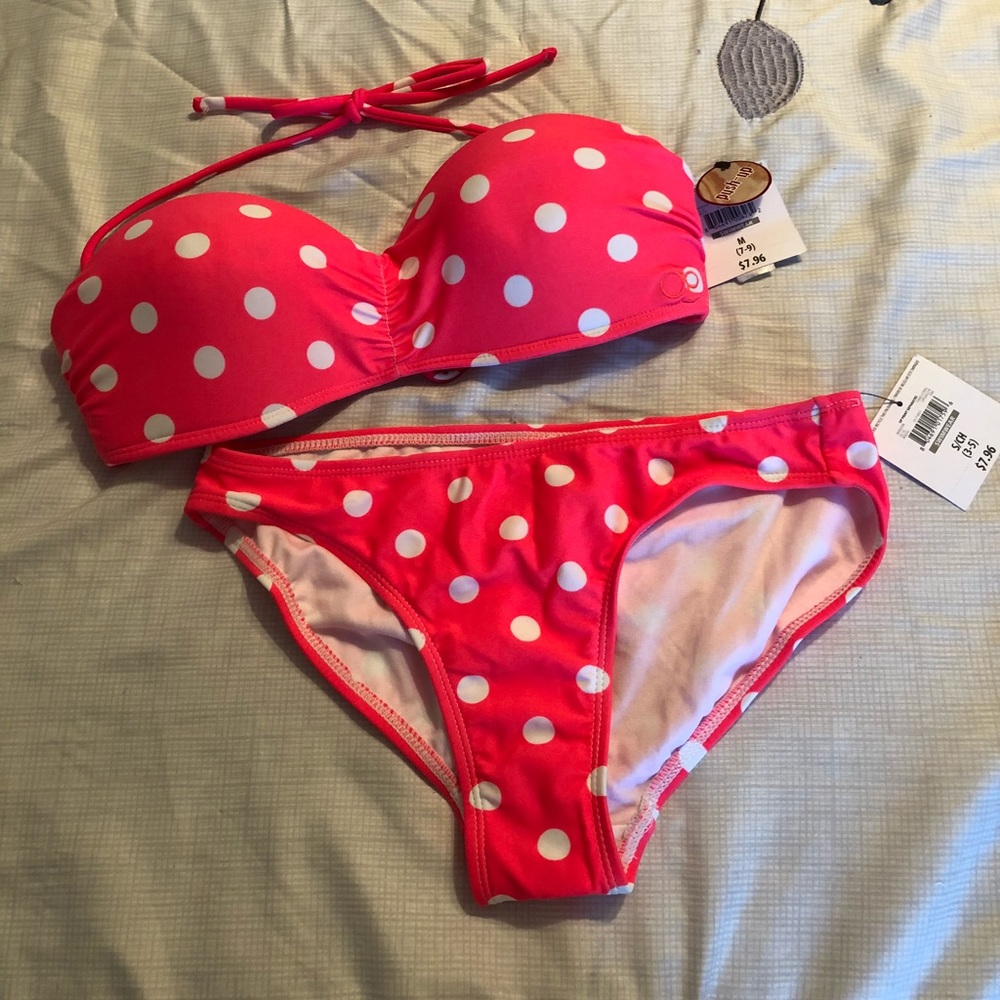 Hot pink polka dot bikini